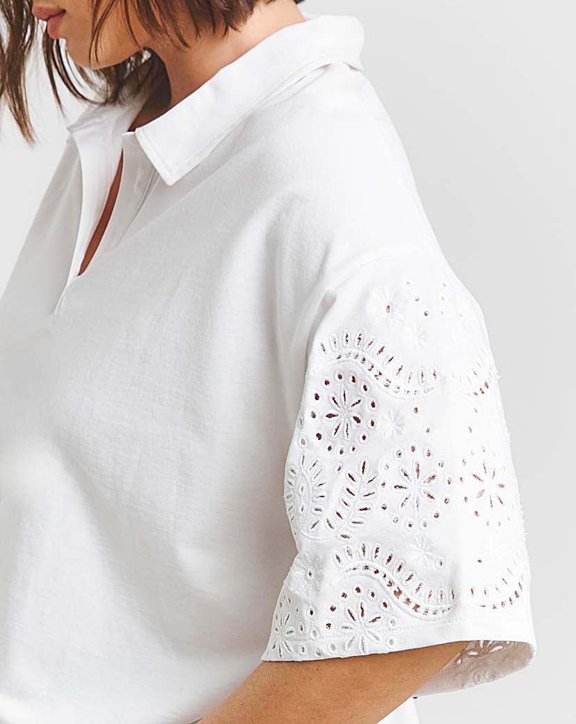 Cut Work Sleeve Polo Top