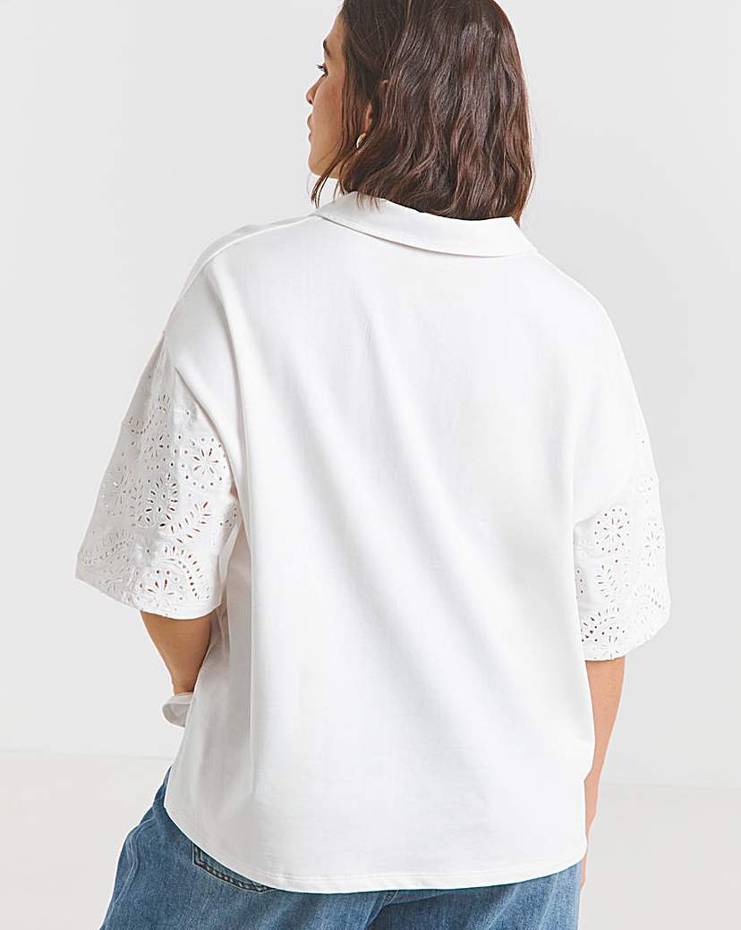 Cut Work Sleeve Polo Top