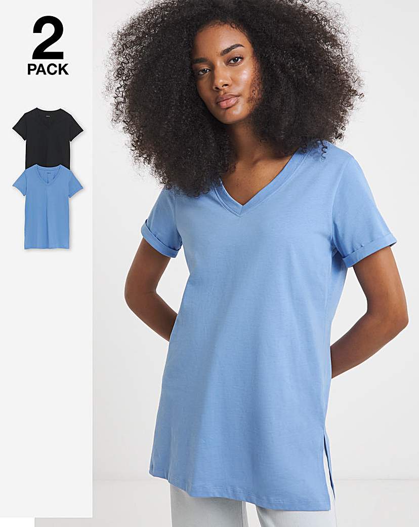 New In - 2 Pack Longline V Neck T-Shirts