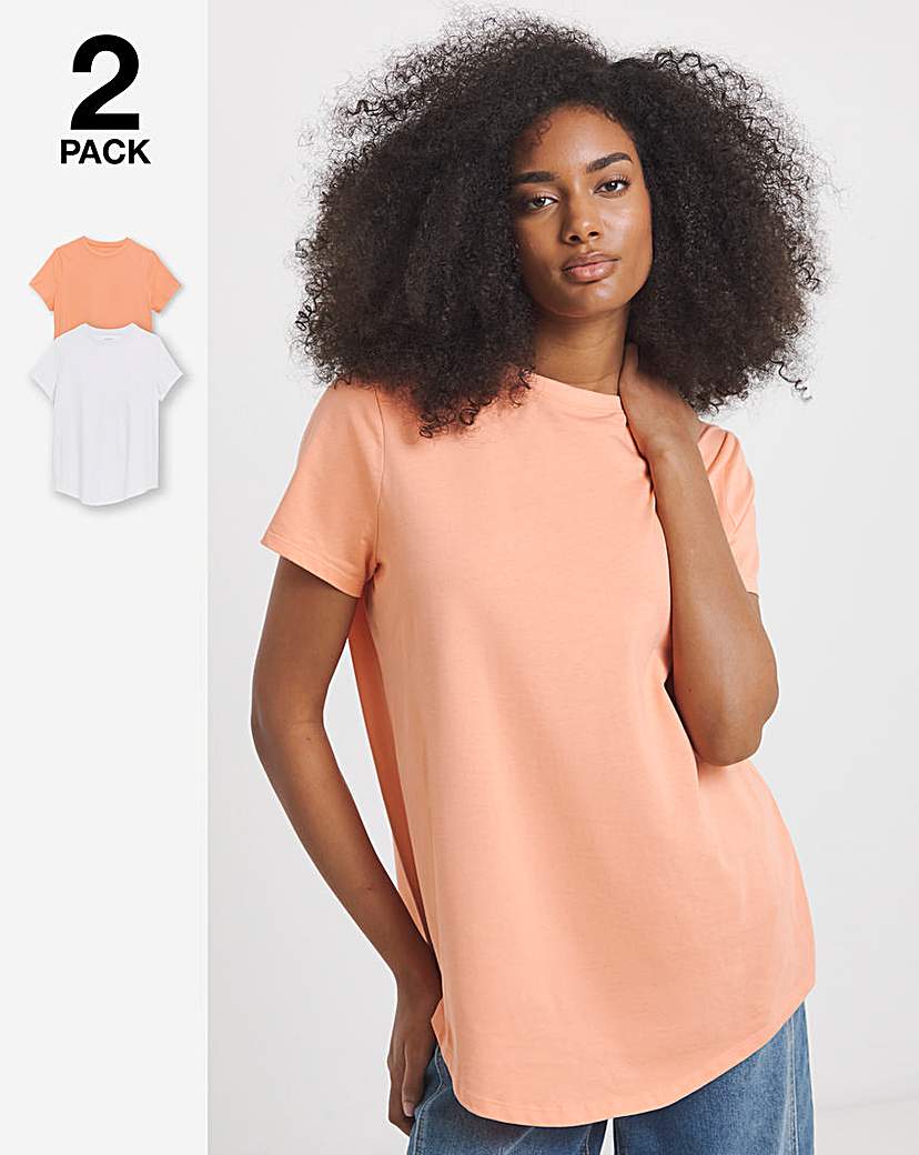 2 Pack Curved Hem Longline T-Shirts