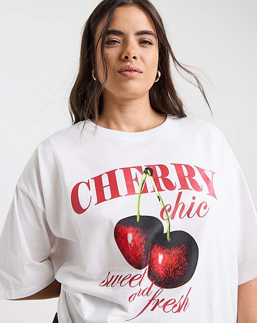 Cherry Chic Graphic Oversized T-Shirt