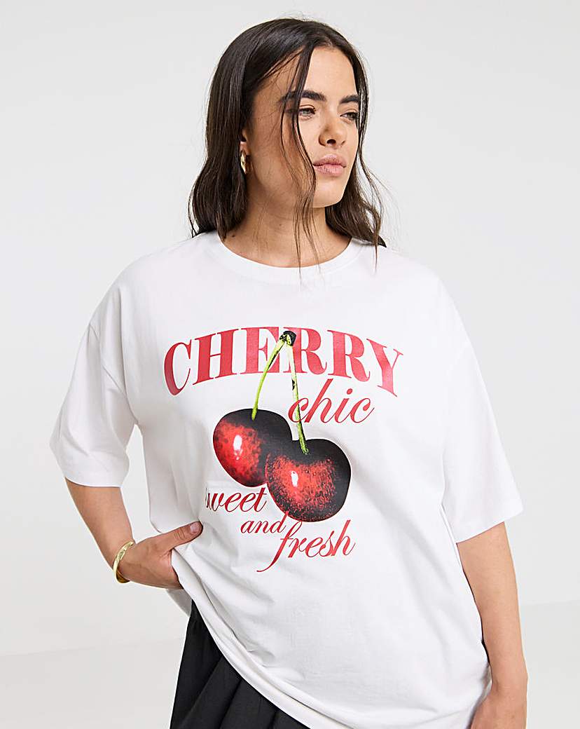 New In - Cherry Chic Graphic Oversized T-Shirt