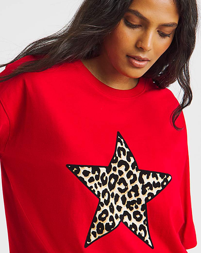 Leopard Star Graphic Oversized T-Shirt