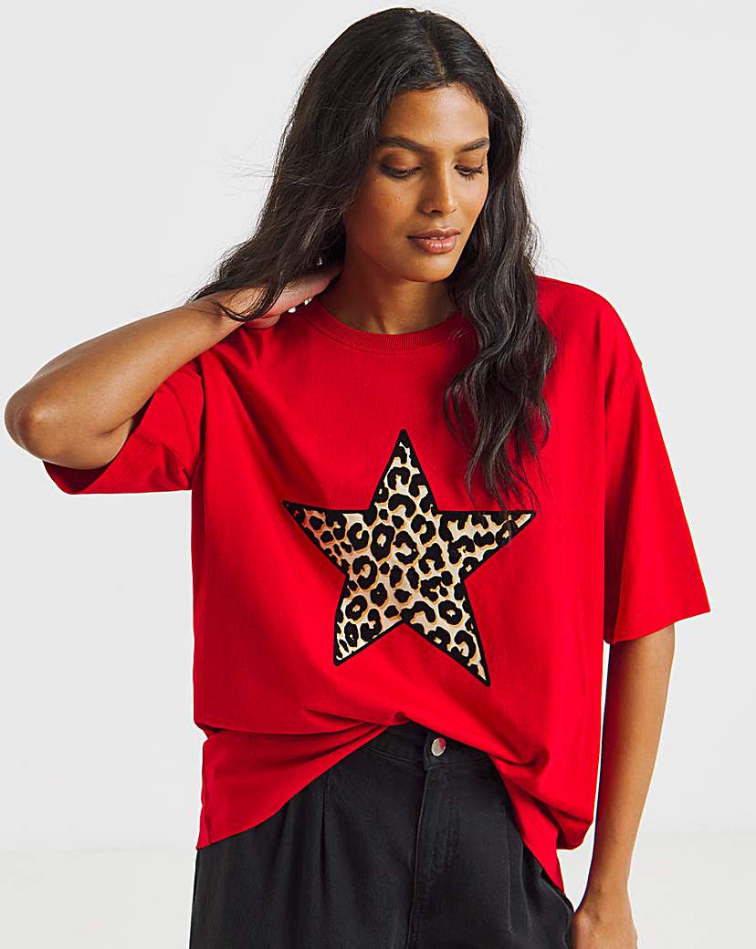Leopard Star Graphic Oversized T-Shirt