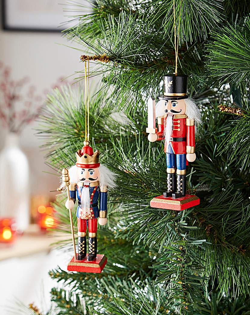 Hanging Nutcracker Baubles -Set of 2