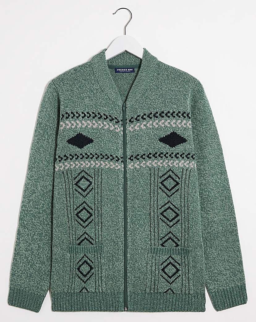 Premier Man Jacquard Zipper Cardigan R