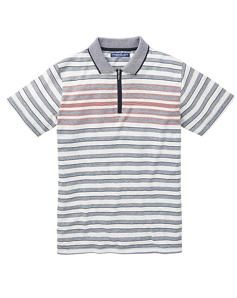 Stripe Zip Neck Polo Shirt Regular
