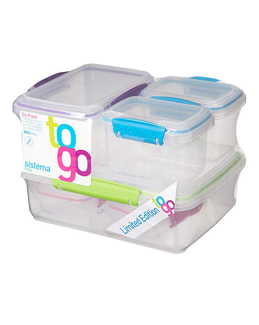 Six Pack To Go Food Containers