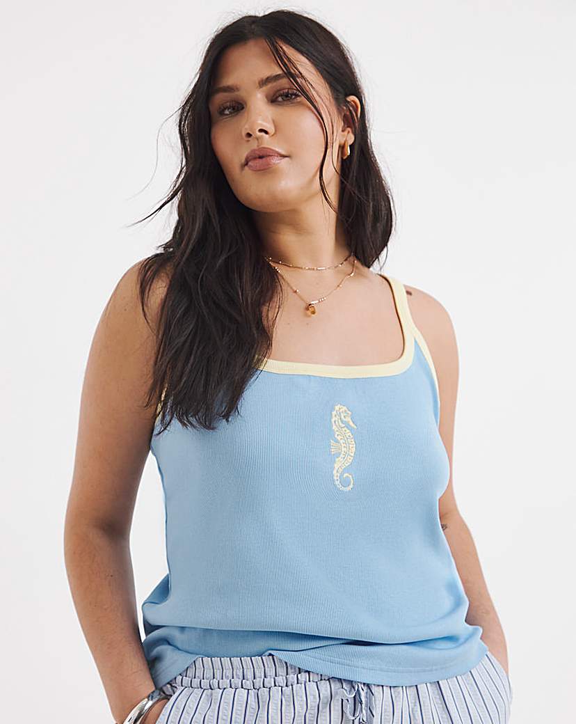 Embroidered Seahorse Vest