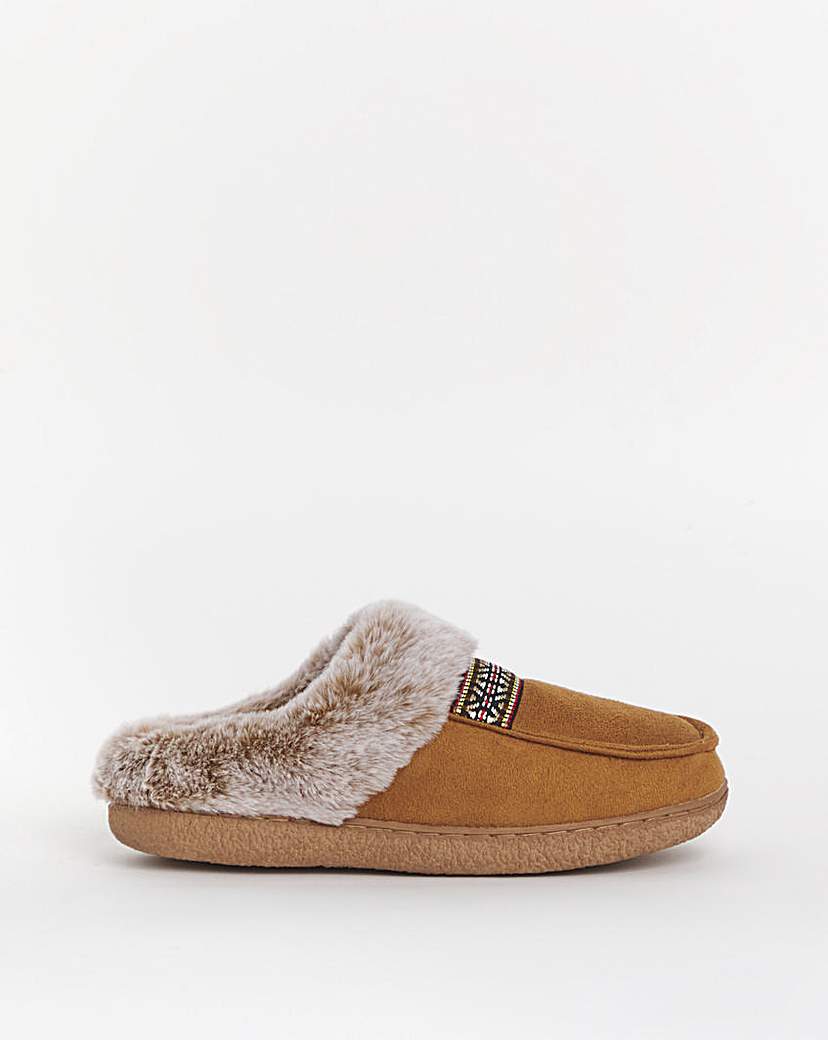 New In - Cushion Walk Fur Stitch Slippers E Fit