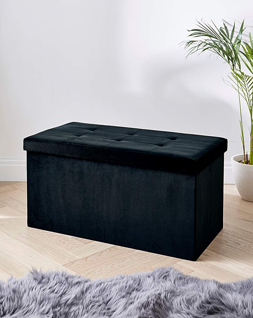 Black Velvet Storage Ottoman