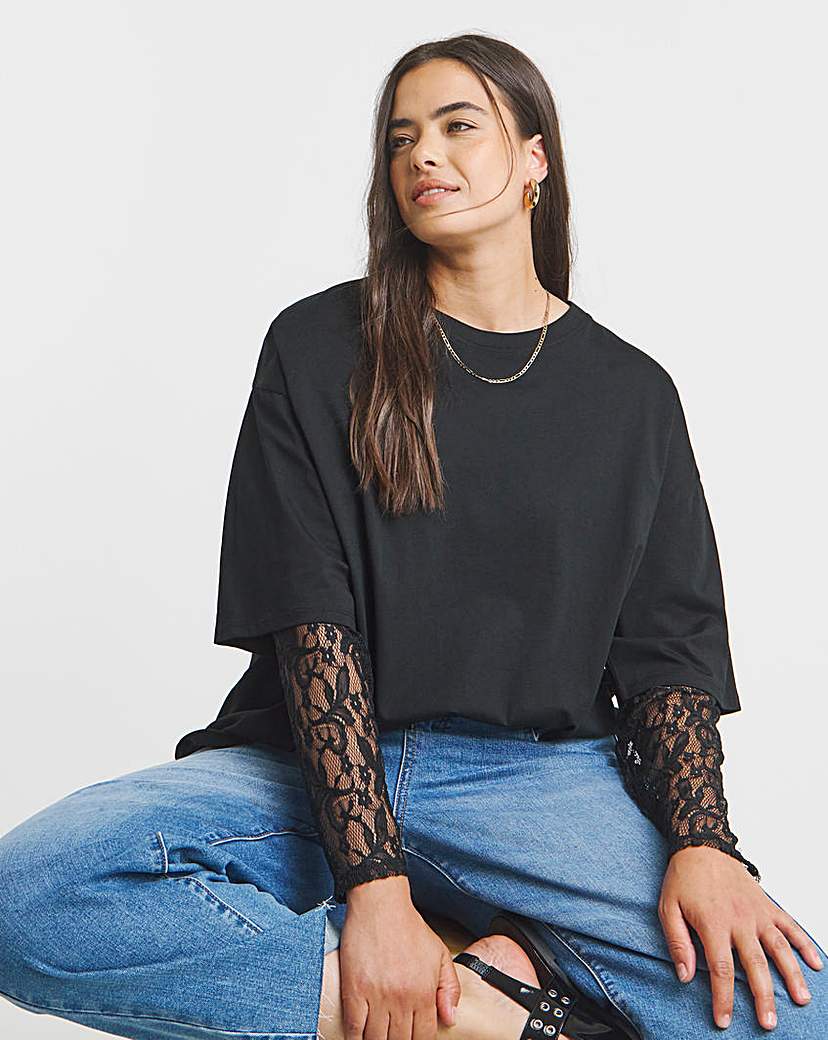 New In - 2 in 1 Jersey T-Shirt with Lace