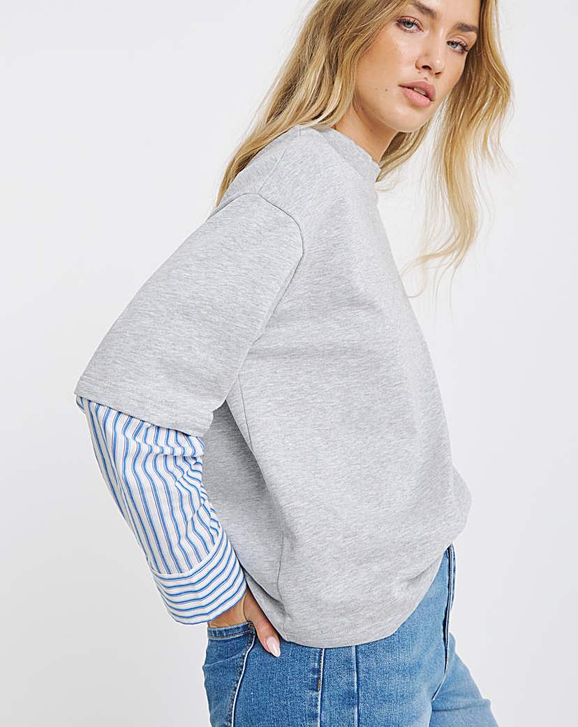 New In - 2 in 1 Woven Sweatshirt with Stripes