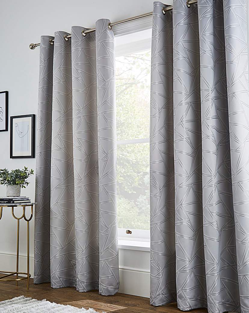 Metallic Yarn Geo Lined Eyelet Curtains