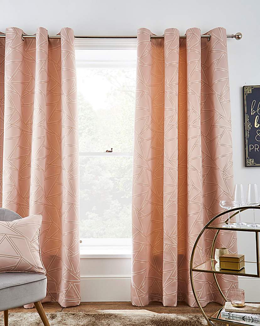Metallic Yarn Geo Lined Eyelet Curtains