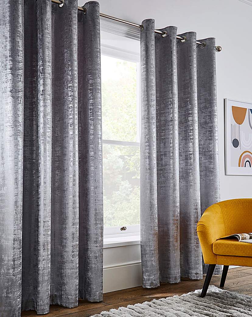 Foil On Velvet Eyelet Lined Curtains