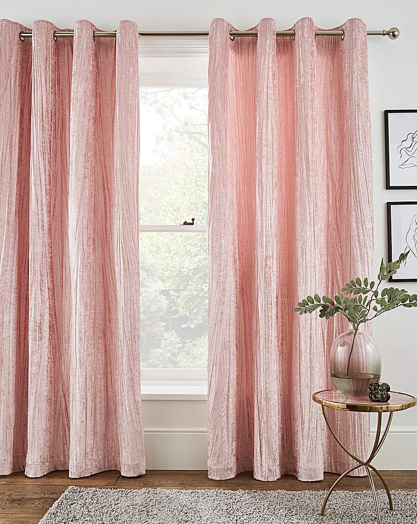 Crinkle Velvet Curtains - Blush
