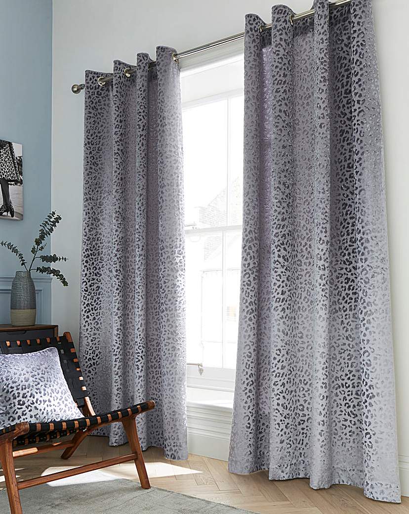 Embossed Leopard Velvet Eyelet Curtains