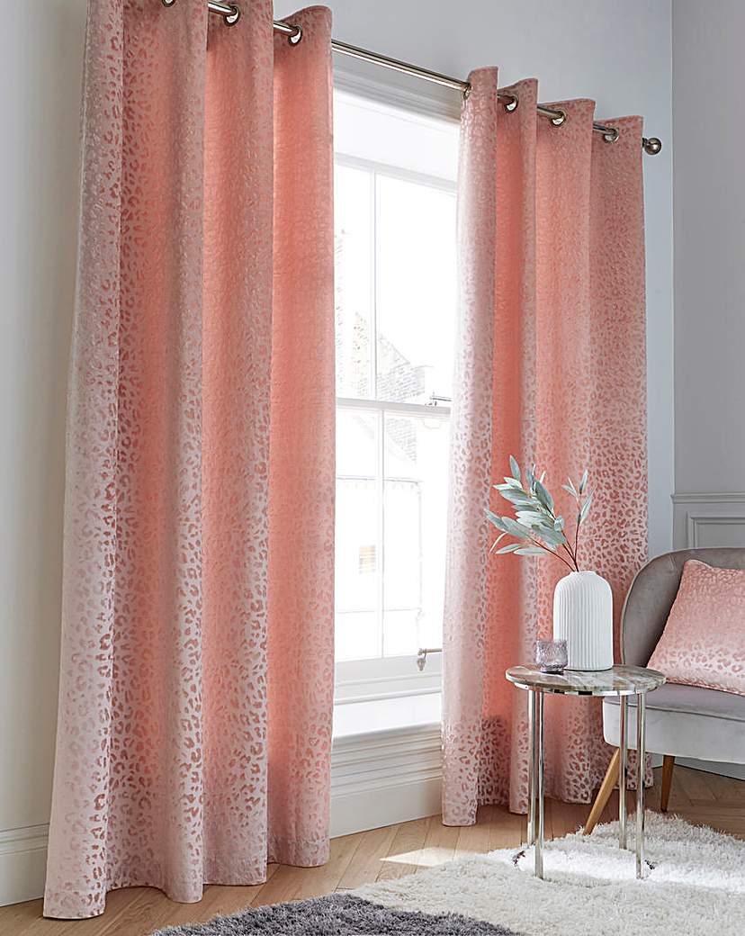 Embossed Leopard Velvet Eyelet Curtains