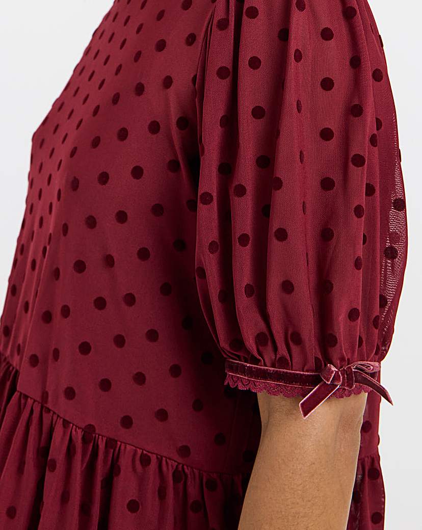 Lace Mesh Puff Sleeve Top