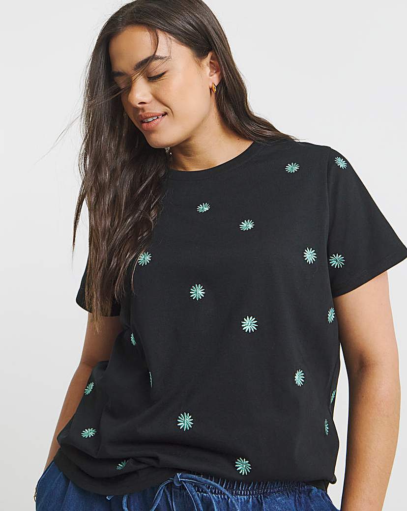 Flower Embroidered T-Shirt