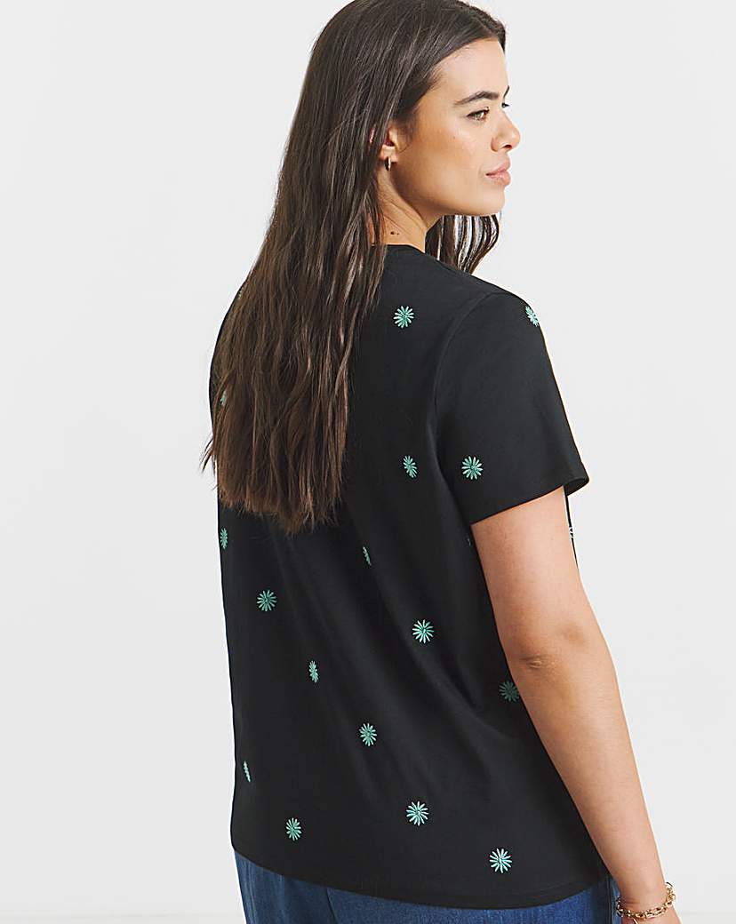 Flower Embroidered T-Shirt
