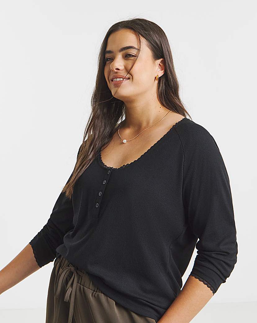 New In - Lace Trim & Rib Top