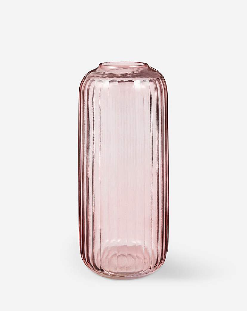 Ribbed Glass vase - Pink