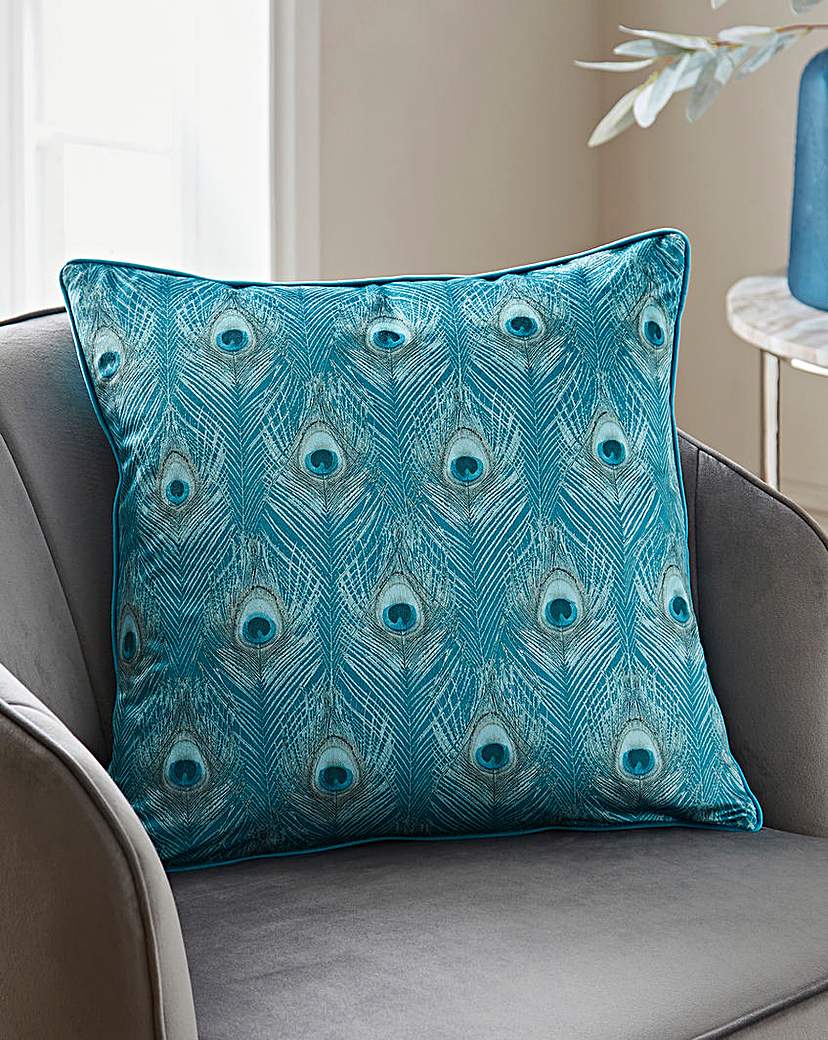 Velvet Peacock Cushion