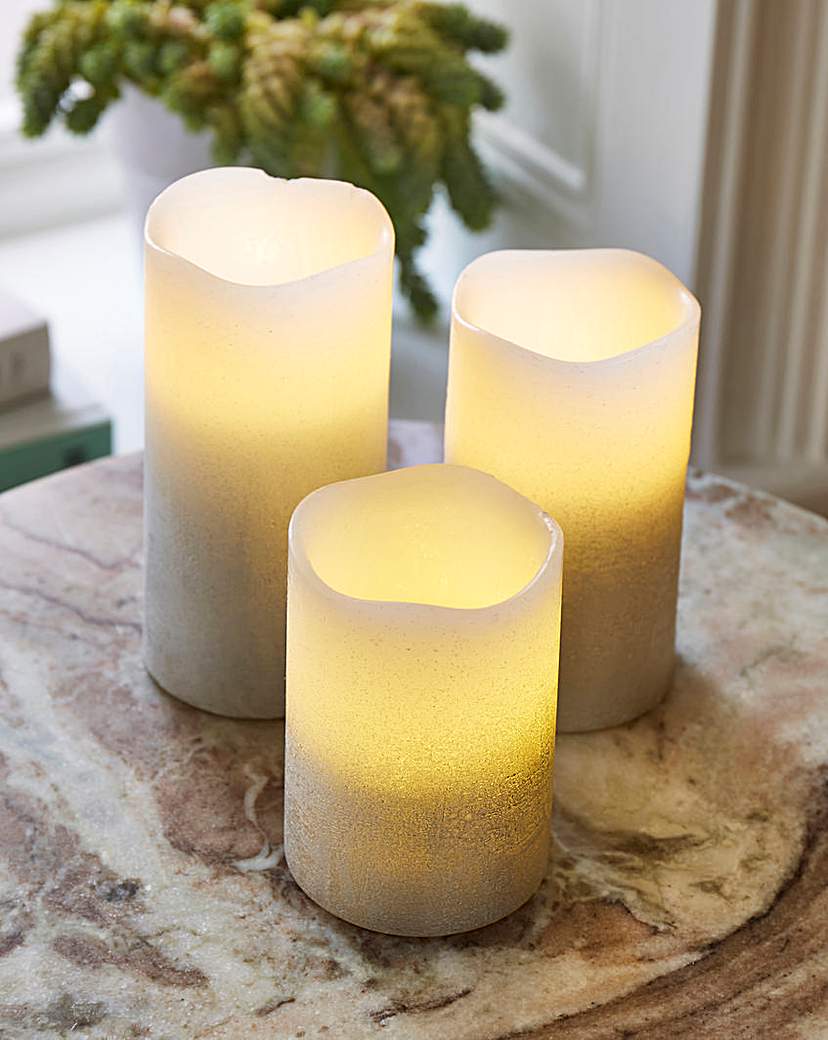 Set of 3 Silver Ombre LED Candles