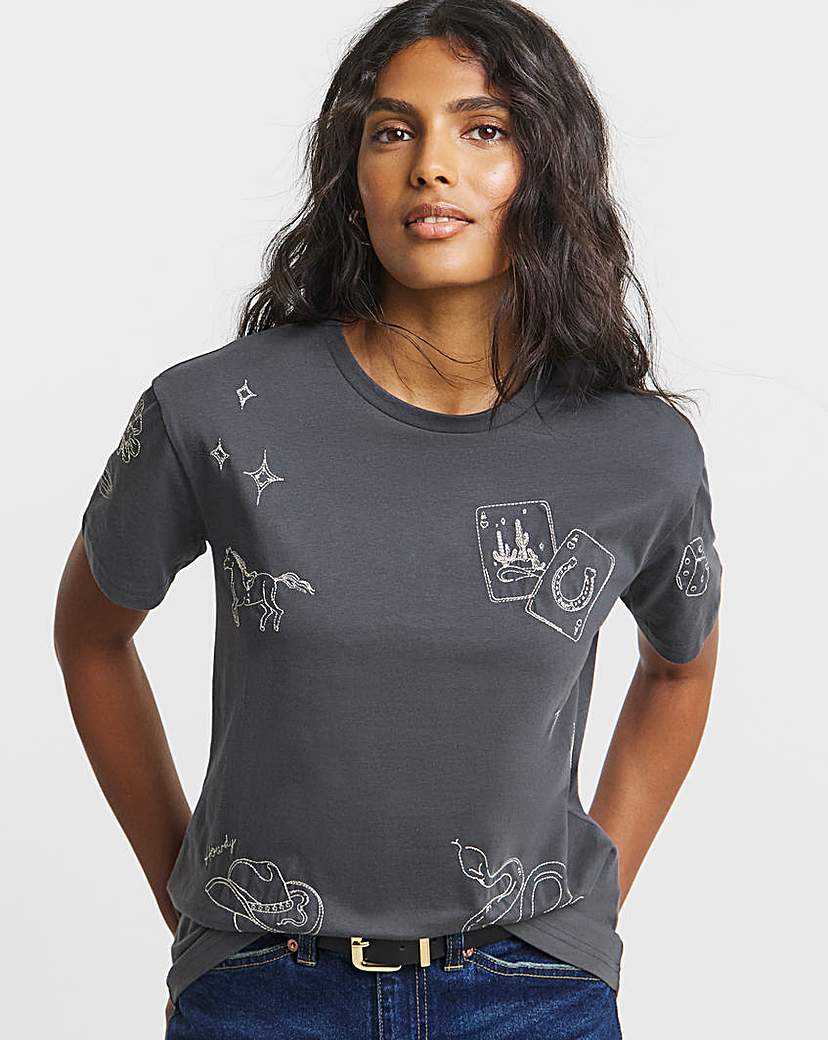 New In - Western Embroidered T-Shirt