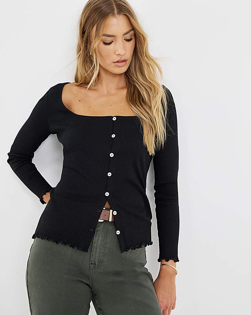 New In - Long Sleeve Button Through Ribbed Cardi