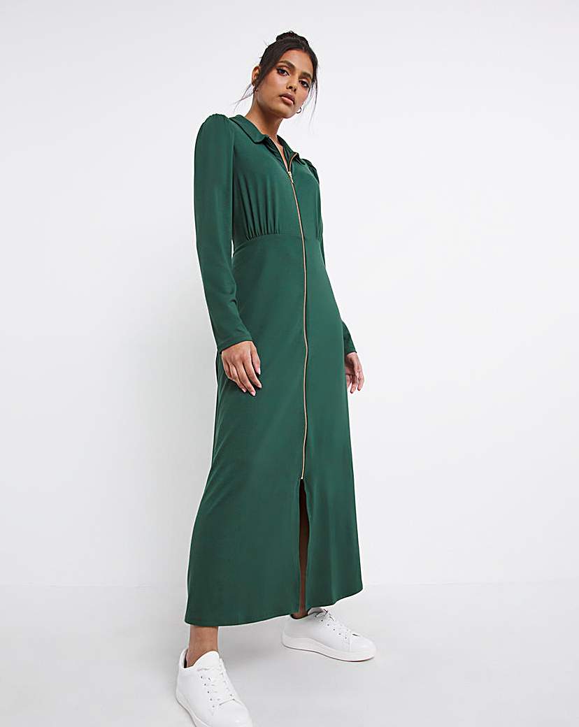 Soft Touch Zip Jersey Midi Dress