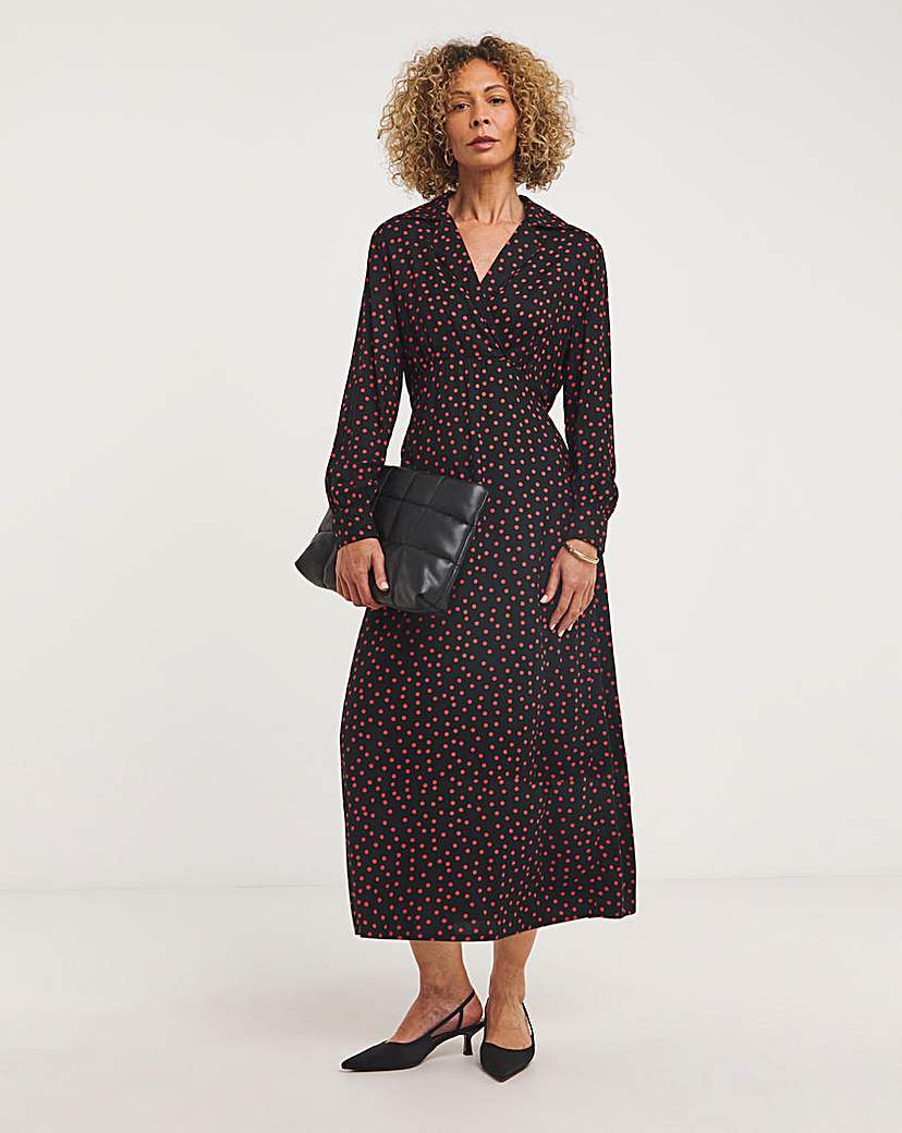 Collared Viscose Midi Tea Dress