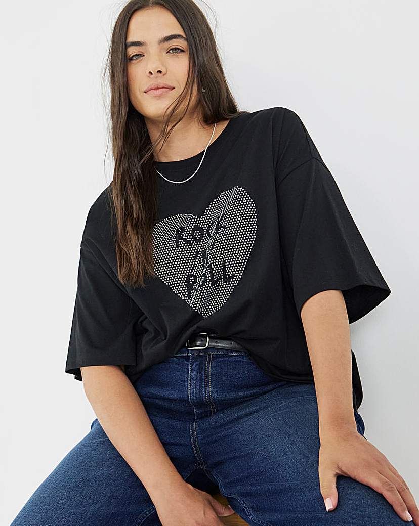 New In - Rock & Roll Graphic Oversized T-Shirt