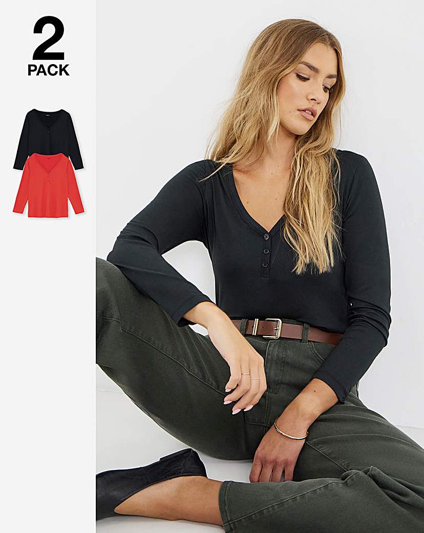 New In - 2 Pack Soft Touch Henley Tops