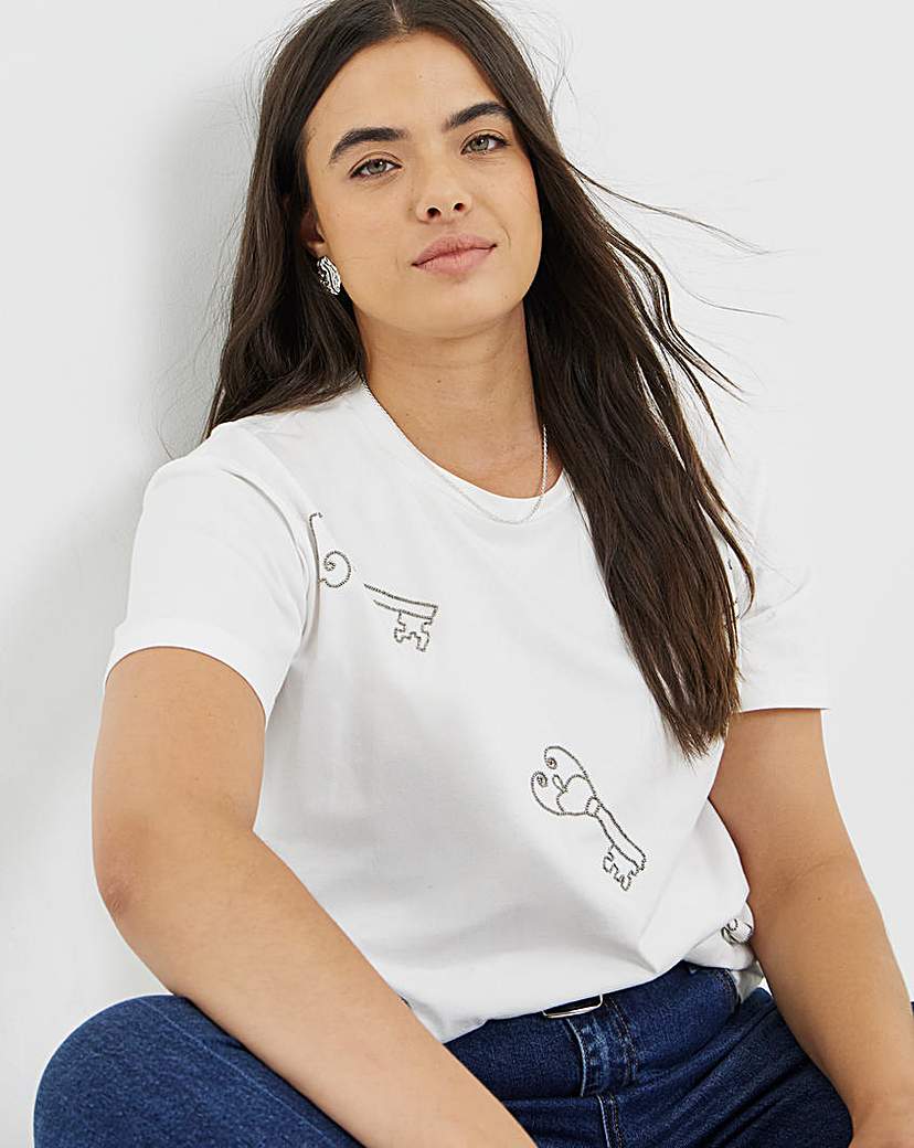 Beaded Key Detail T-Shirt