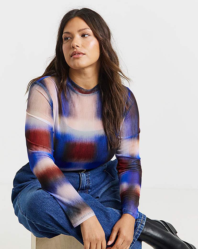 New In - Check Print Mesh Top