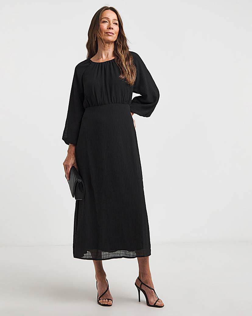 Textured Tie Back Smock Dress