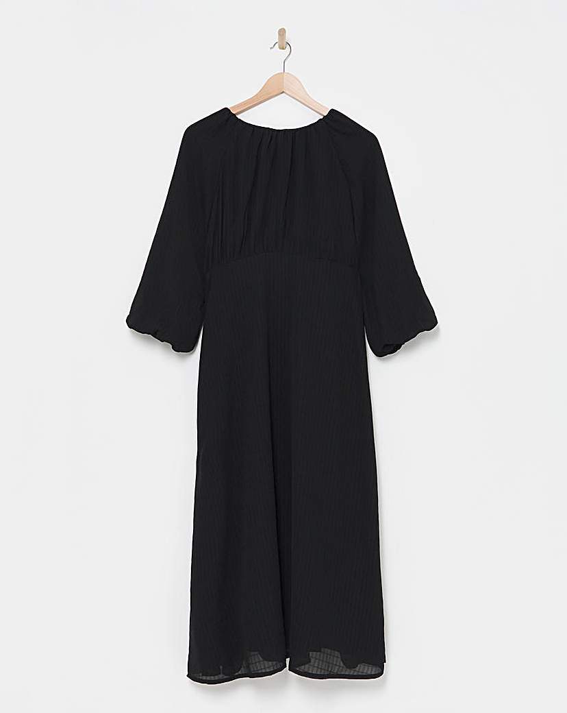 Textured Tie Back Smock Dress