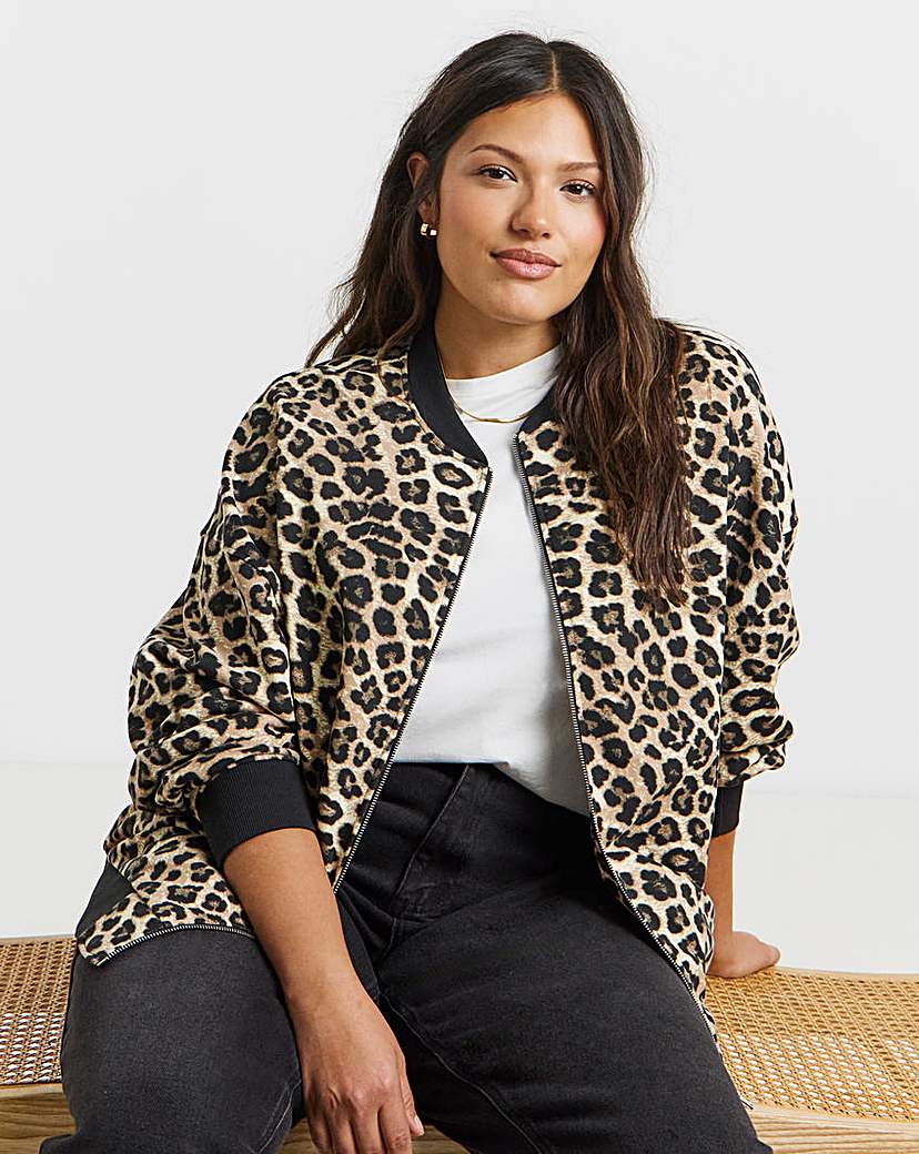 New In - Leopard Print Zip Through Bomber