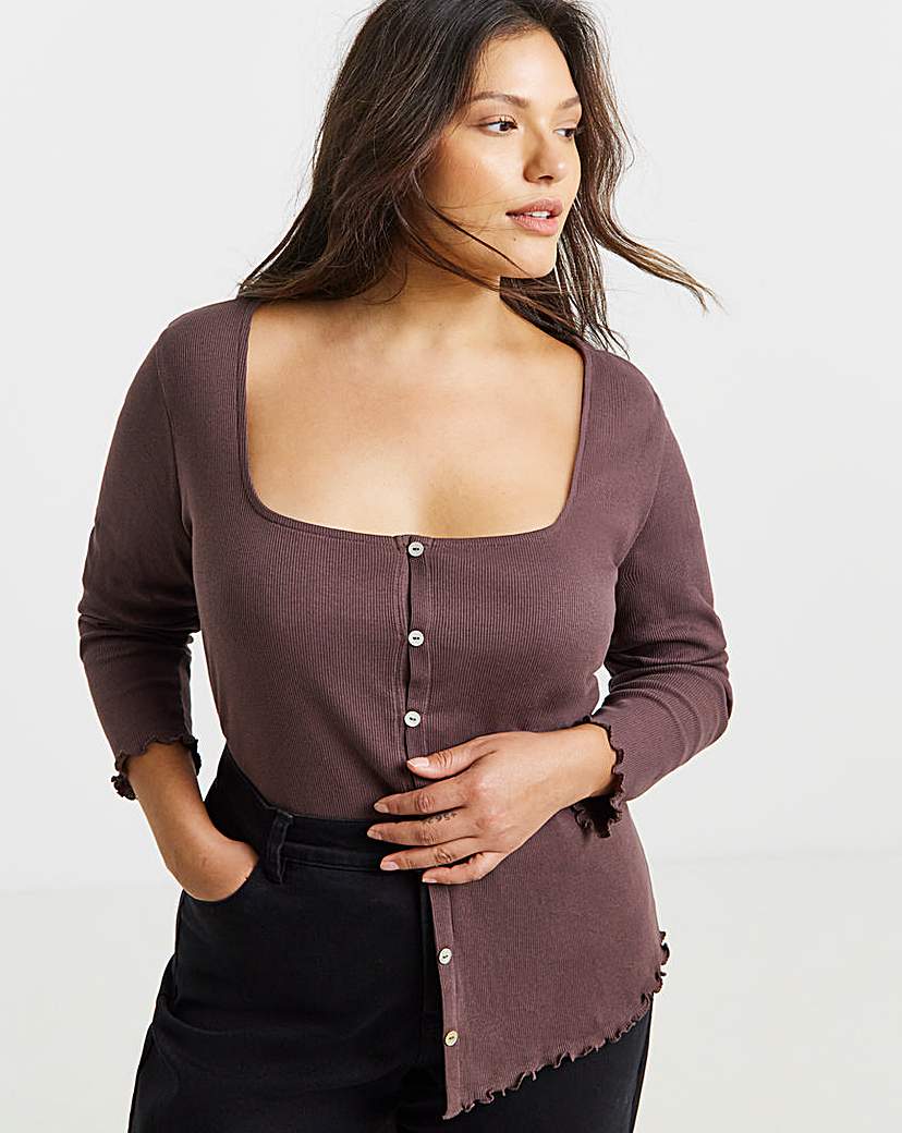 New In - Long Sleeve Button Through Ribbed Cardi