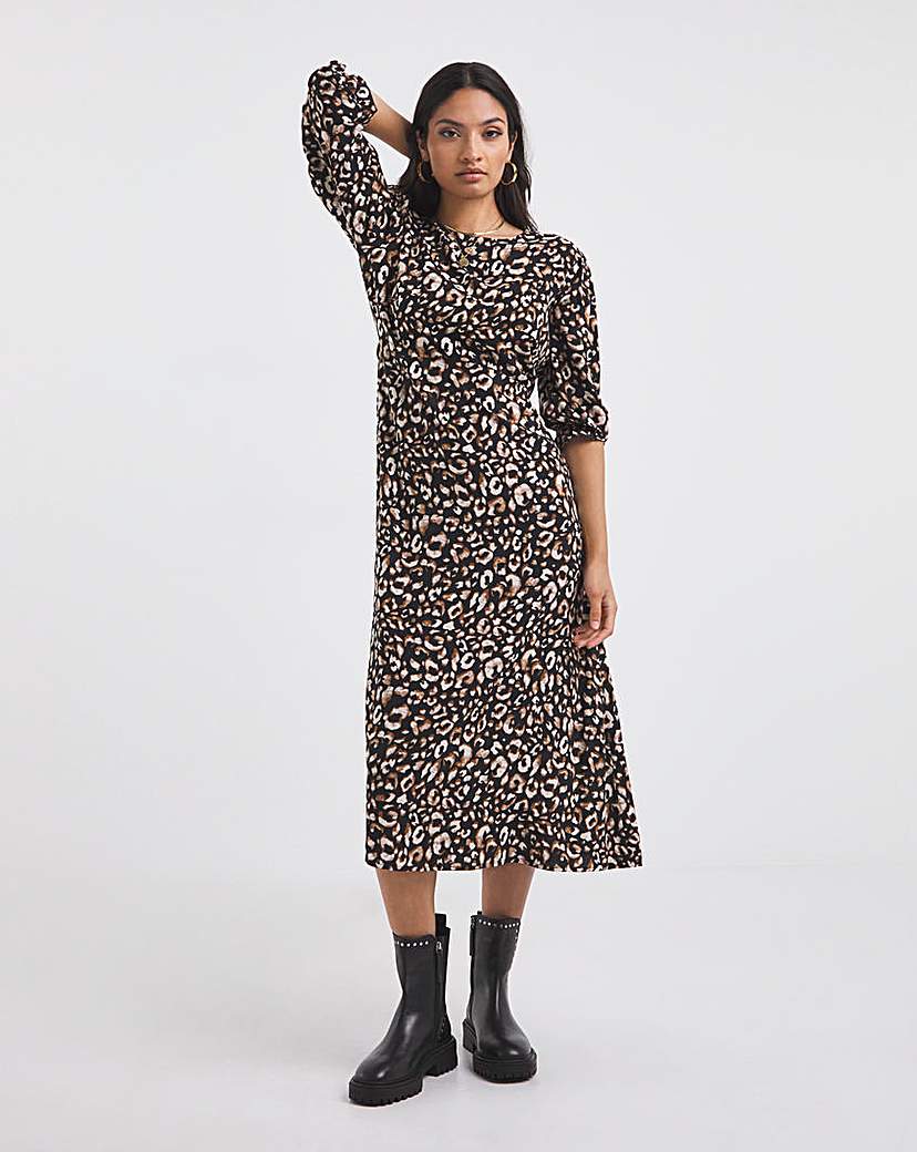 Puff Sleeve Empire Midi Tea Dress