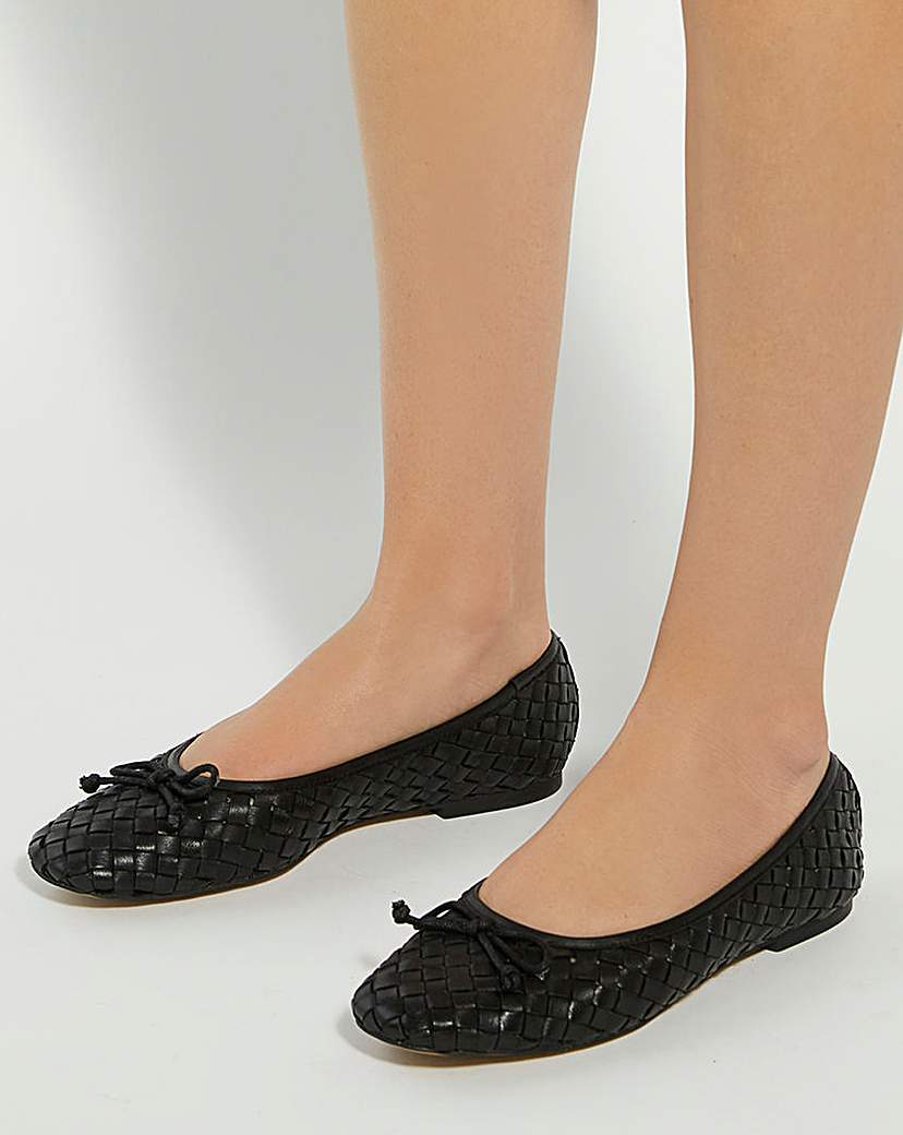 Dune Women's Black Woven Ballerina Wide Fit Size 5