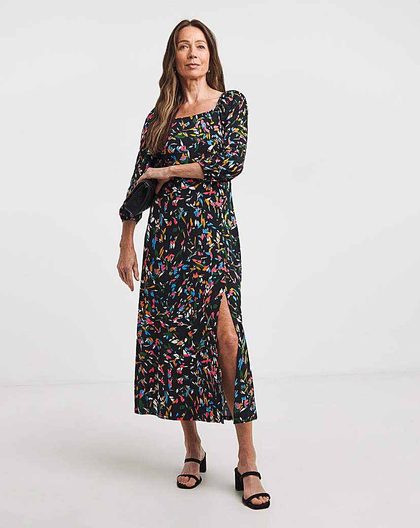 Square Neck Jersey Midi Dress