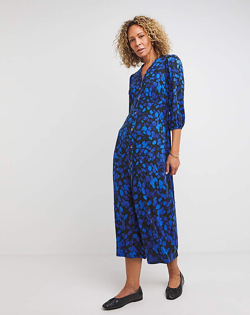 Soft Touch Button Front Midi Dress