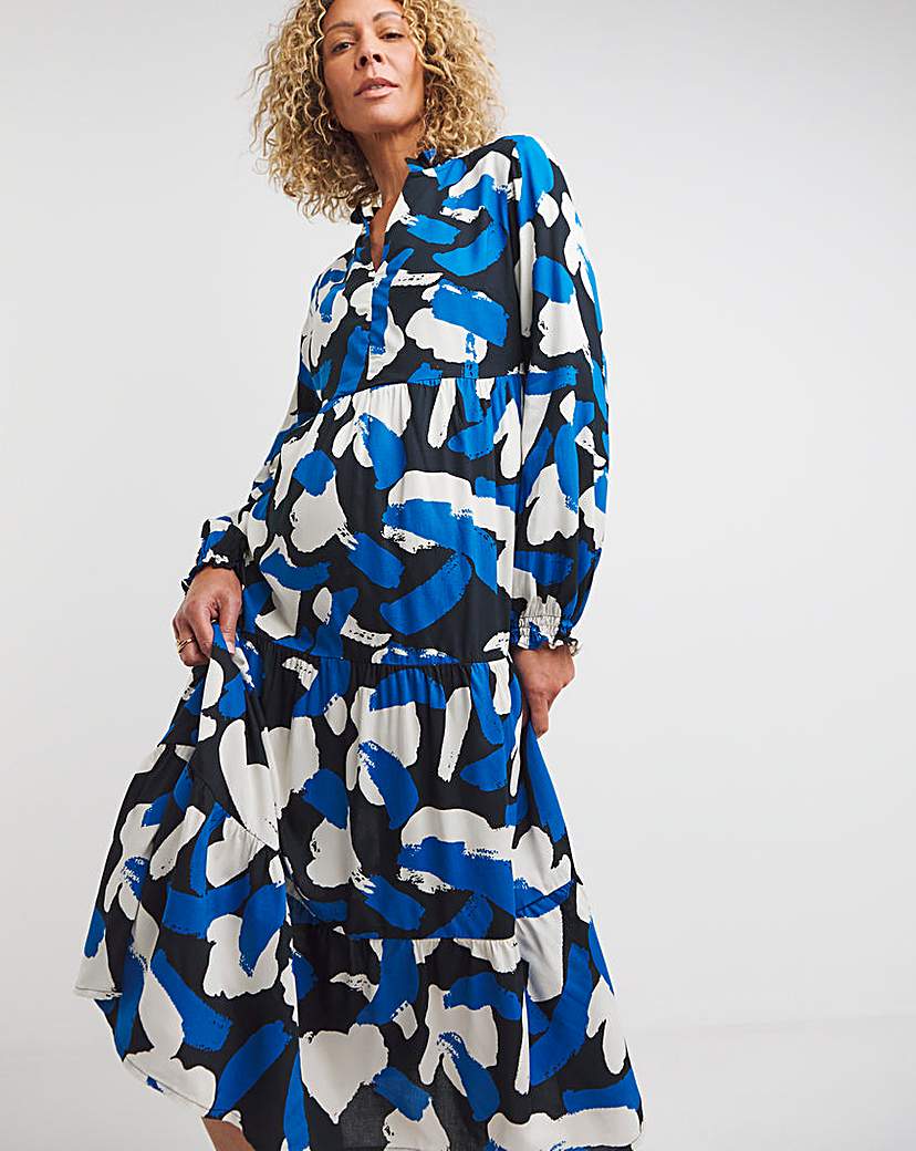 Balloon Sleeve Midi Smock Dress