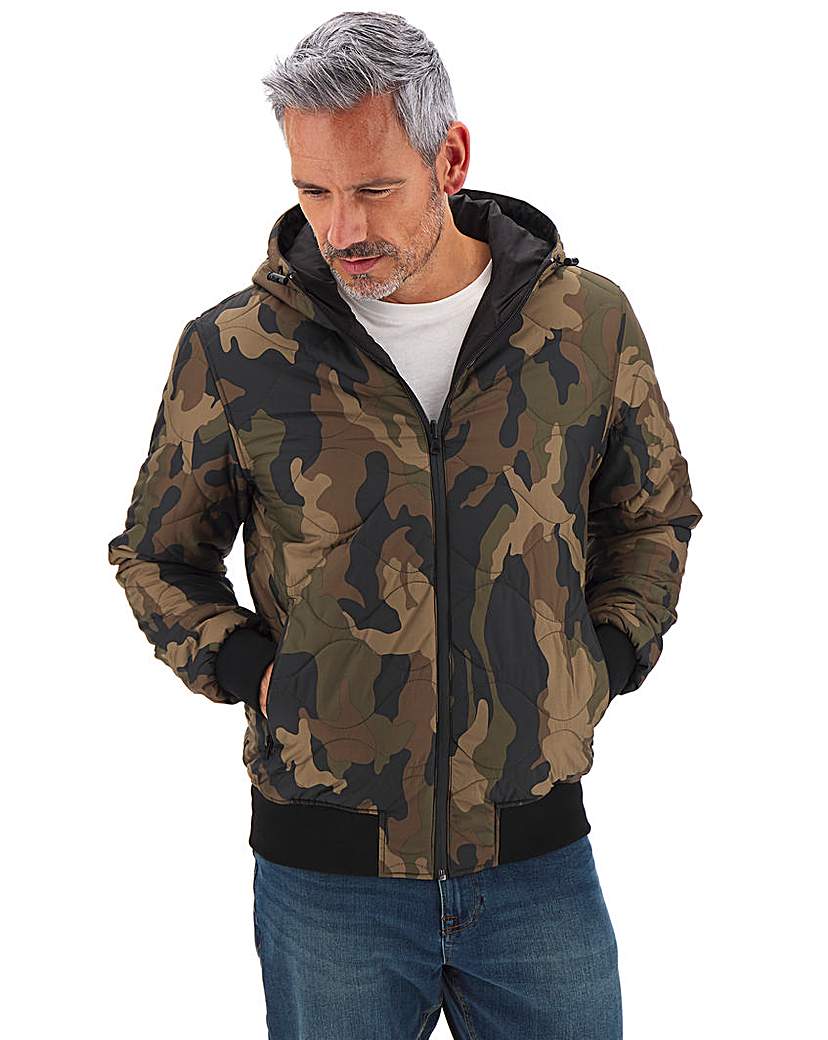 Image of Camo Reversible Hooded Quilt Jacket
