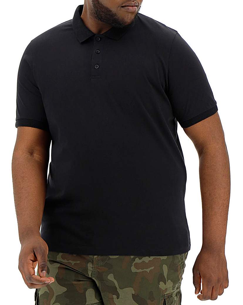Image of Black Collar Detail Plain Polo R