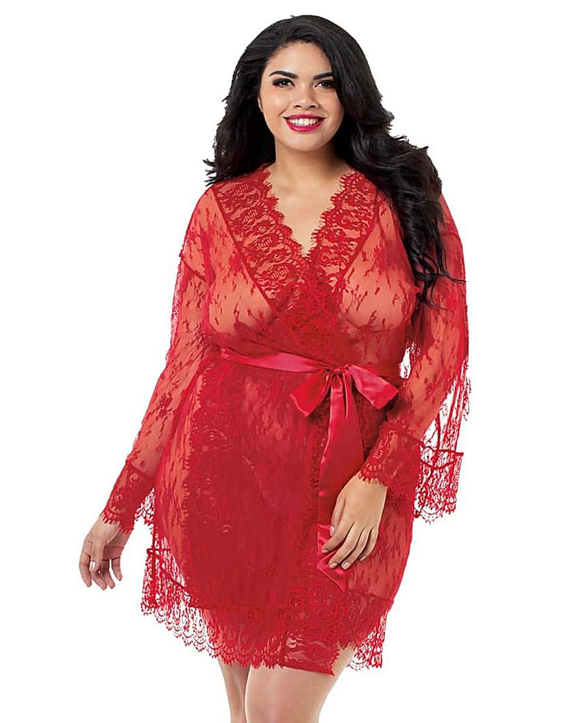 Image of Dreamgirl Romantic Ruby Red Kimono Robe